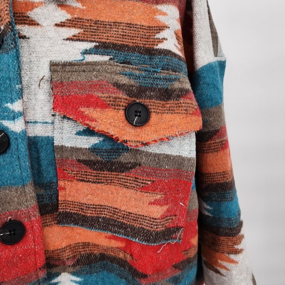 VEVERET Aztec Southwest Cowgirl Print Cropped Shacket Jacket S, M, L NWT - Picture 7 of 16